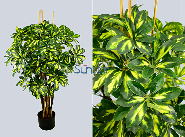 Artificial Plants Tree 90cm Schefflera Tree Potted W/630lvs--yellow Green