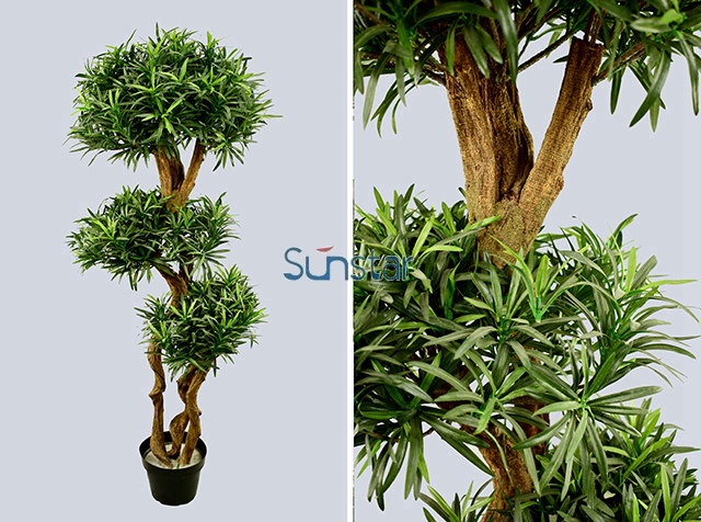  Artificial Plants Tree 120cm Podocarpus Tree Potted W/4557lvs--green