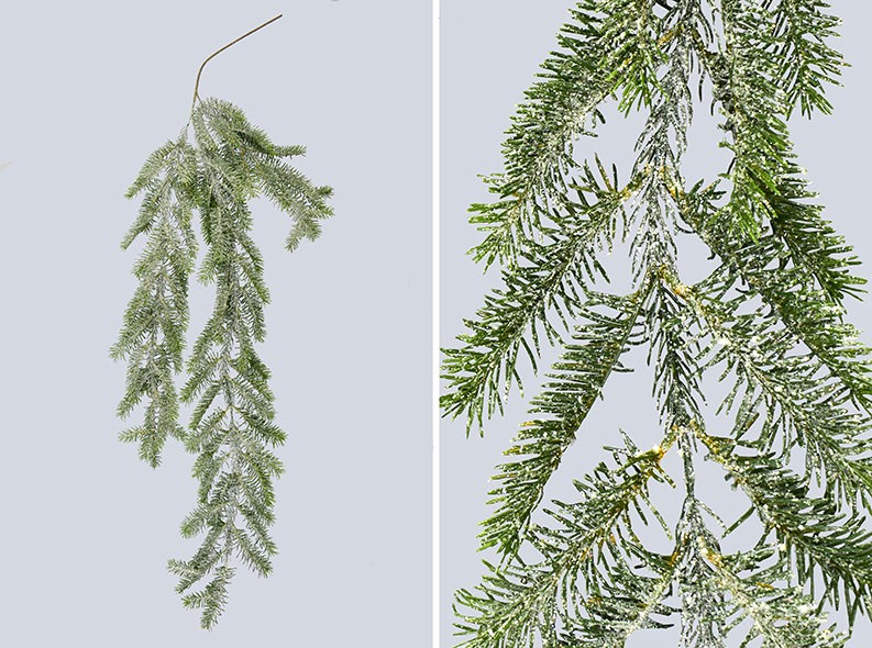 Artificial Plants Christmas Item 140cm Nordmann Fir Hanging Garland W/ice Snow--d/l.green